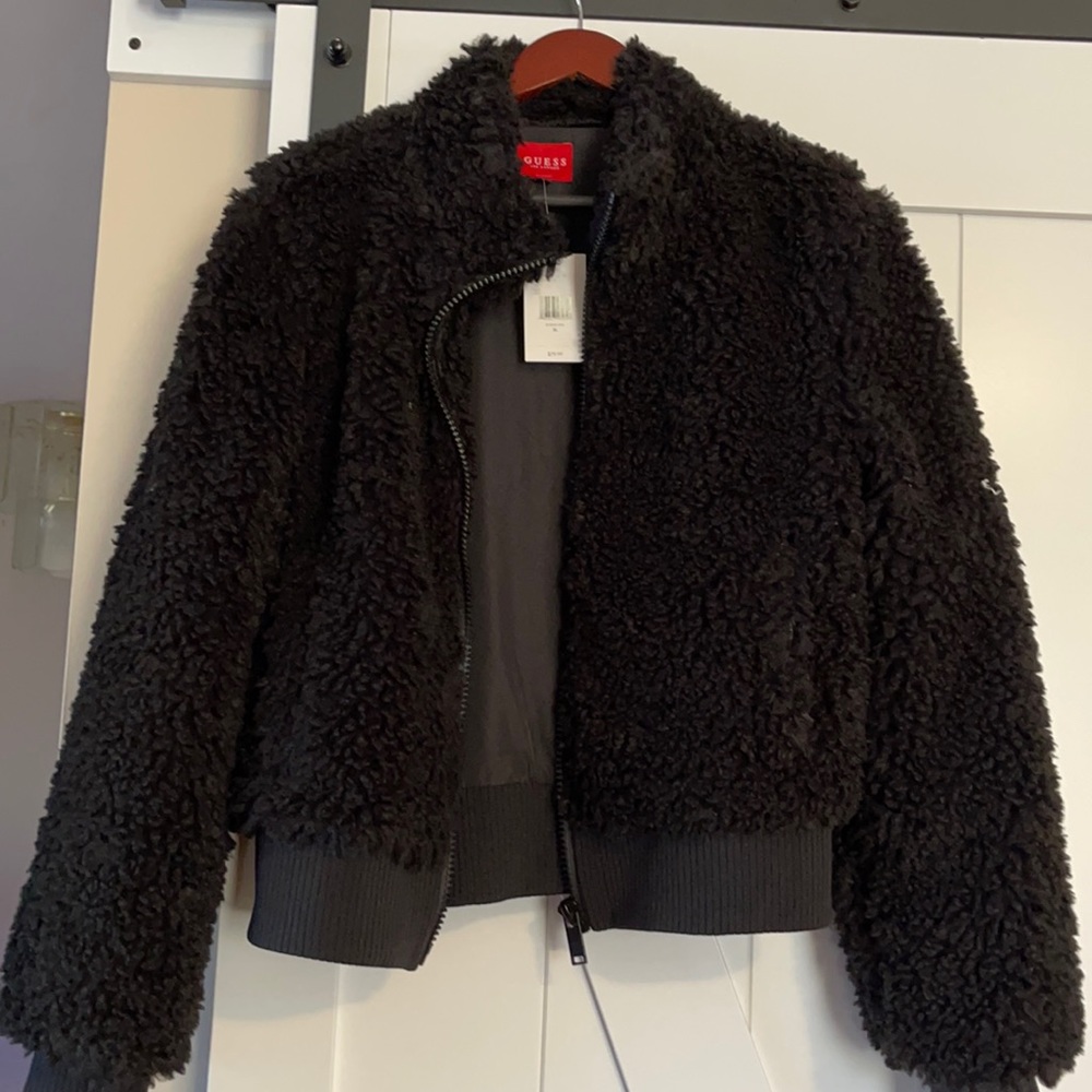 Guess fluffy jacket.
